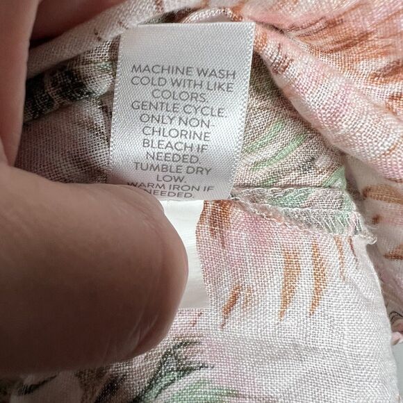 J Jill Love Linen Top Womens Extra Large Tropical Palm Print Lagenlook Vacation - Picture 8 of 15